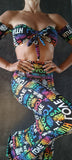Set Charmosa Bell-trousers - Love Print