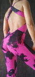 Elegant Jumpsuit Cross - Fuchsia print