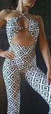 Elegant Jumpsuit Passion - Black & White print