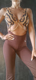 Elegant Jumpsuit Spider - Brown & Tiger print