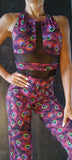 Elegant Jumpsuit Manifesto  - Fuchsia peacock print