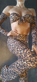Set Charmosa Bell-trousers - Leopard print