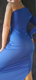 One shoulder elegant dress - Royal blue
