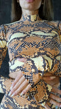 Set Long Top Crop Versatile - Snake Print - Leggings and Top