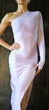 One shoulder elegant dress - Lilac