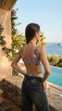 Bikini Style Bodysuit with ring  - Snake print