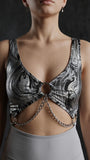 Elegant Jumpsuit Spider - grey & silver print