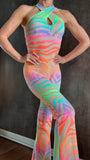 Elegant Jumpsuit Cross - Neon zebra