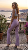 Elegant Jumpsuit Spider - lilac & tropical  print