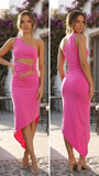 Asymmetrical Dress Bodycon - Pink