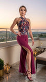 Elegant Jumpsuit Cross split - Bordo & flowers