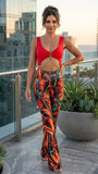 Elegant Jumpsuit Spider - Red & Jungle print