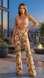 Elegant Jumpsuit Spider - nude & tropical  print