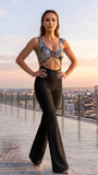 Elegant Jumpsuit Spider - Black & silver print