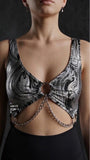 Elegant Jumpsuit Spider - Black & silver print