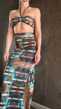 Malibu set - Halter Bra Top + High-Slit Maxi Skirt - exotic jungle