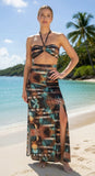 Malibu set - Halter Bra Top + High-Slit Maxi Skirt - exotic jungle