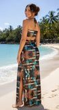 Malibu set - Halter Bra Top + High-Slit Maxi Skirt - exotic jungle