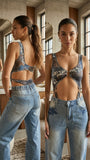 Bikini Style Ring Body  - Denim print