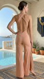 Elegant Jumpsuit Cross - Nude