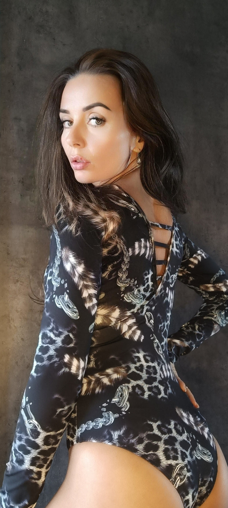 Elegant Body with tulle - Animal & chains print